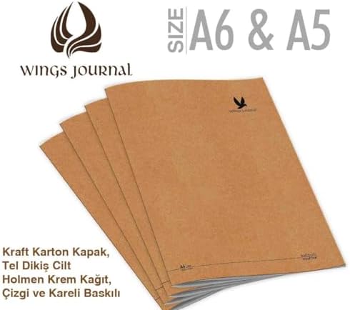 Journal 4’lü Kareli Tel Dikişli Defter Seti – Kapak, Hafif Holme Kağıt, A5 – toplam 384 Sayfa