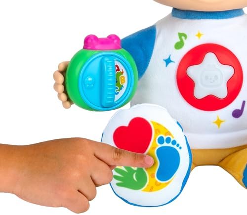 CoComelon 'N Play JJ'yi keşfedin - Şekilleri, Renkleri, ABC'leri, 123'leri Keşfedin, Hayranların En Sevdiği 5 Şarkı ve 50'den Fazla İfade Dinleyin - Çocuklar ve Okul Öncesi Çocuklar için Peluş 10" JJ