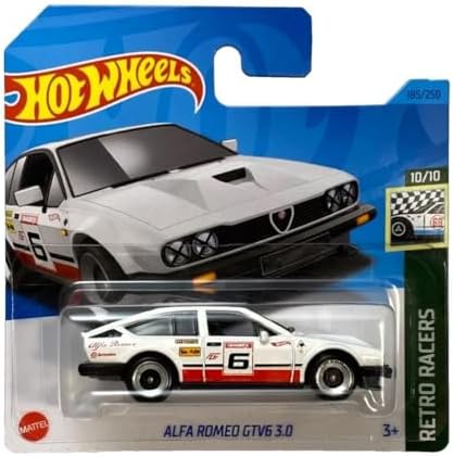- Alfa Romeo GTV6 3.0 - Retro Racers 10/10 - HKJ83 - Short Card - Moma - Brembo - Agip - Beyaz - Mattel 2023
