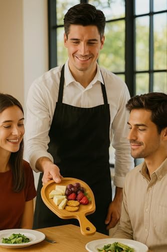 MTA -TECH Bambu Sunum Tabağı – Saplı Ergonomik Tasarım, Doğal Ahşap, Çevre Dostu, Kahvaltı, Peynir, Meze ve Tatlı Sunumu İçin Şık ve Dayanıklı