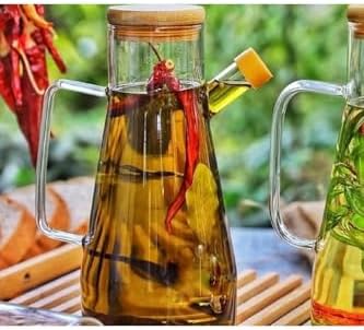 900 Ml Bambu Kapaklı Cam Yağdanlık Sirkelik Süt Saklama Su Sürahisi