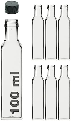 Maraska Şeffaf 100 ml Sızdırmaz Kapaklı Boş Cam Şişe 6 Adet