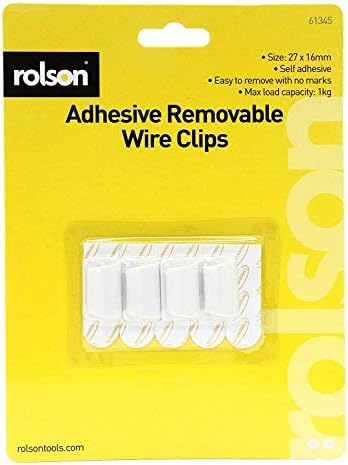 61345 4Pc Removable Adhesive Wire Clip,, 27x16mm