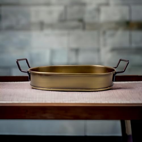 32cm Kaplama Lüks Galvaniz Metal Boyalı Oval Tepsi Zarafet ve Dayanıklılığı Buluşturuyor