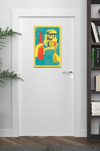 Kuşe Kağıt Duvar Posteri Happy New Beer Retro Drtr0032
