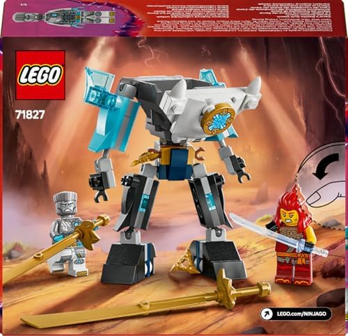 Zane’in Savaş Zırhı Mech’i 71827-6 Yaş ve Üzeri Çocuklar için 3 Minifigürlü Yaratıcı Oyuncak Yapım Seti, Doğum Günü Hediyesi (92 Parça)