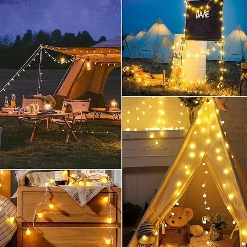 Sarı Küre Top LED Işık Zinciri 5M Modüler Sistem – Fişli Bağlantılı Tasarım, 10M/20M/30M/40M Uzatılabilir, İç-Dış Mekân Bahçe Balkon Yılbaşı Parti Aydınlatma Dekoru (5 Metre)