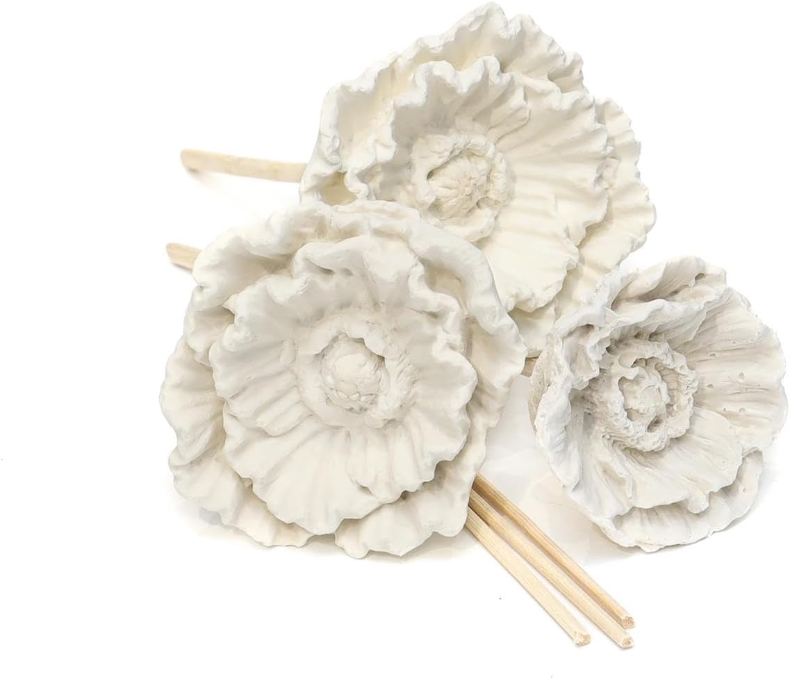 MİSSİ Seramik Çiçek Taşlı 10'lu Doğal Bambu Kamış Seti