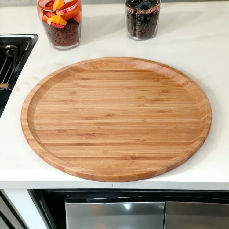 Bambu Lüx Yuvarlak Servis 30 * 30cm, Sunumluk & Çerezlik Sunum Tabağı