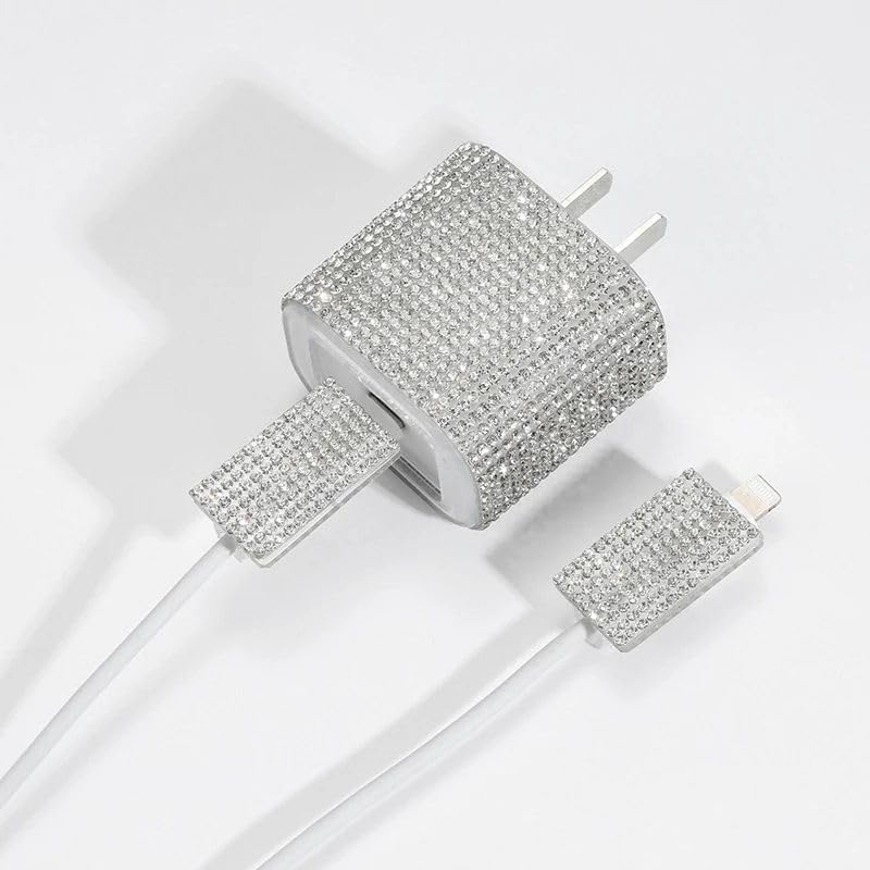 Şarj Başlığı Ve Kablo Koruyucu Taşlı Desenli Kılıf 4'lü Set Type-c Şarj Cihazı Uyumlu Şarj Cihazı Kılıfı Şarj Cihazının Tamamını Korur