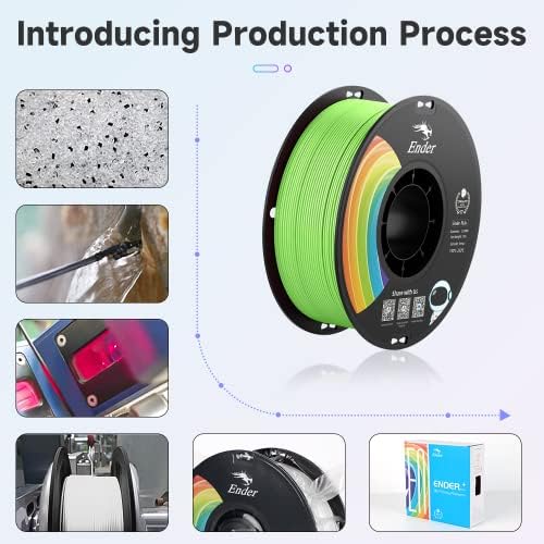 Resmi 3D Yazıcı Filament Ender PLA Pro Filament, PLA+ 3D Baskı Filamenti, Dayanıklı ve Dayanıklı, Boyutsal Doğruluk +/-0,02 mm, 1,04 kg/Makara (EP+-Elma Yeşili, Ender PLA Pro-1KG)