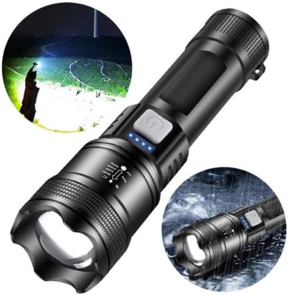 Şarjlı Zoomlu LED Işık 800 Lümen, P50 LED, Arka SMD Gün Işığı, Powerbank Özellikli, Type-C Girişli, Taşıma Askılı Aydınlatma, Kamp, Acil Durum, Araç ve Dış Mekan Kullanımı için