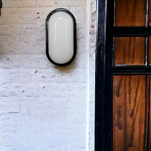 15W Siyah IP65 Oval LED Tavan ve Duvar Lambası | 1500 Lümen Beyaz Işık | Su ve Toz Geçirmez Banyo Bahçe Balkon Aydınlatma Armatürü 220V