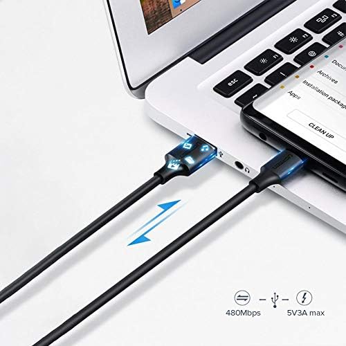 2.0 A USB-A & USB-C & Şarj ve Data Kablosu, 50 Santimetre, Siyah, 60115