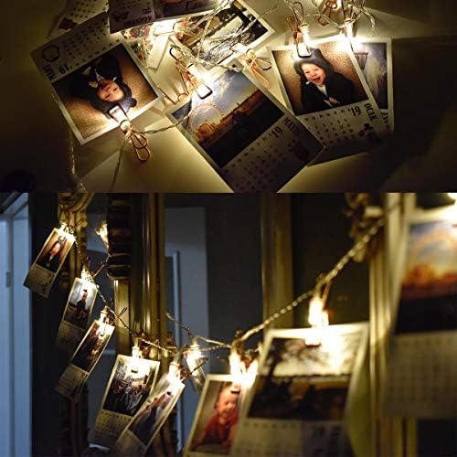 EE46YT1440 LED Işıklı Fotoğraf Asma Işık Süsleme Mandalları, Bakır Renkli