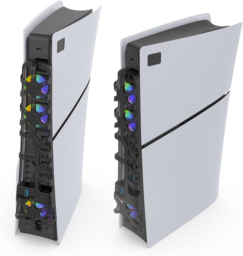 PS5 Slim Uyumlu Soğutucu Led Işıklı Sessiz Fan 4000RPM USB 3.0 Radyatör Isı Emici Üç fanlı SİYAH