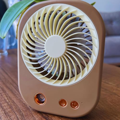 Fan Masaüstü Vantilatör Klima, Usb Buharlı ve Rgb Işıklı Mini Vantilatör, Soğuk Buharlı Serinletici 1200mAh İster Ayaklı İster Asmalı (3 Kademe Güç,BUHARLI ve RGB Işıklı)