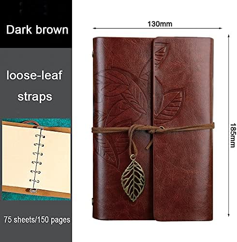 Retro yapraklı not defteri, klasik PU deri kapak, seyahat defteri, travel journal, günlük, seyahat günlüğü, doldurulabilir eskiz defteri,, 130x185mm