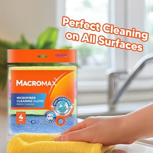 Mikrofiber Temizlik Bezi 4'lü Paket, Çok Amaçlı Toz Alma ve Yüzey Silme Bezi