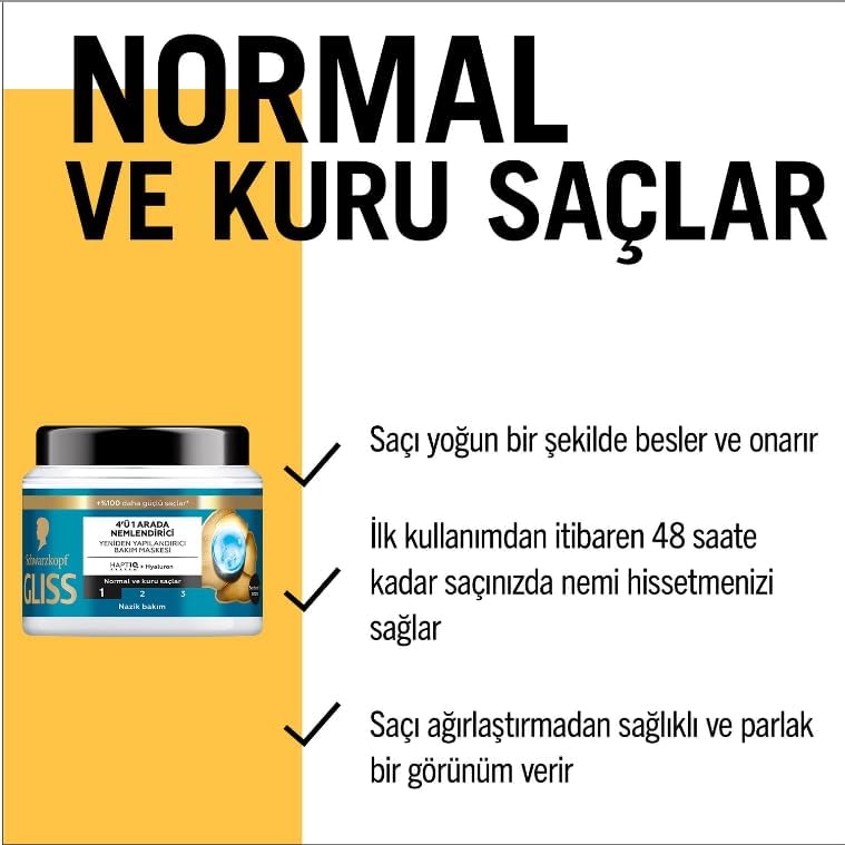 Aqua Revive Nemlendirici 4'Ü 1 Arada Bakım Maskesi 400 ml, Normal Ve Kuru Saçlar