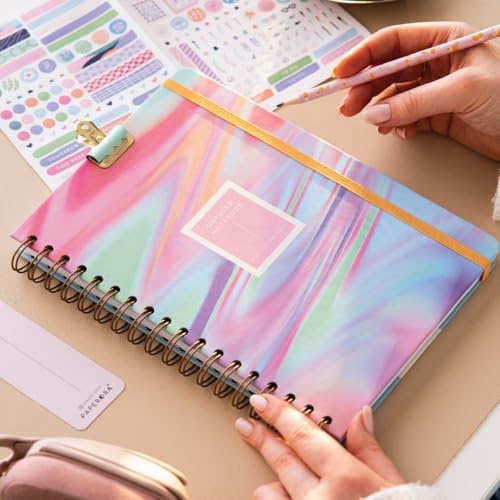 17x24 Spiralli Lastikli Sert Kapak Düz-Çizgisiz Not Defteri Soyut