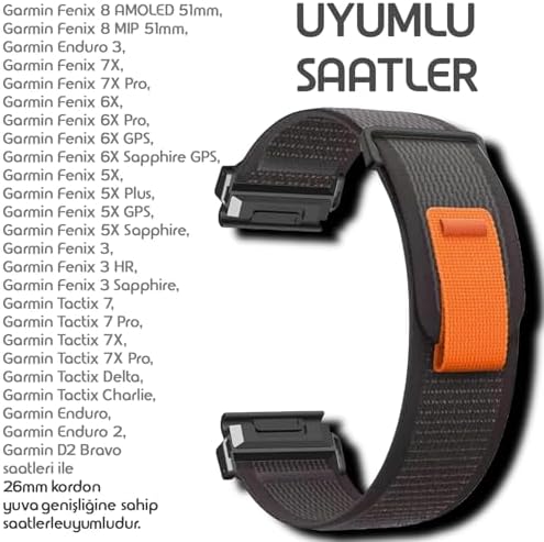 ile Uyumlu Travel Loop 26mm Kumaş Kordon ​​8 Amoled 51mm/​​8 MIP 51mm/​​7X/​​7X Pro/​​6X/​​6X Pro/5X/5X Plus/Enduro 3/2 için Hafif Yapılı Cırt Cırt Tasarım Rahat Kayış