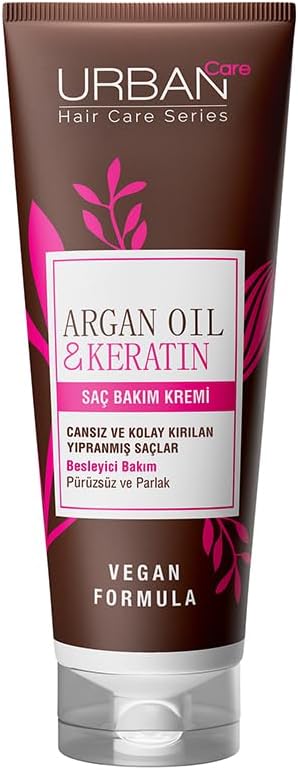 Argan Yağı & Keratin Kolay Kırılan Yıpranmış Saçlara Özel Saç Bakım Kremi 250ml- Vegan