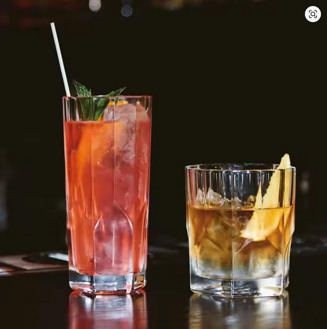 330 ml,kabartma Desenli 6 adet Uzun Cam Bardak, ve Soğuk Kokteyller,Buzlu İçececekler için Kibar Şık Ergonomik Tasarım Borosilikat Cam