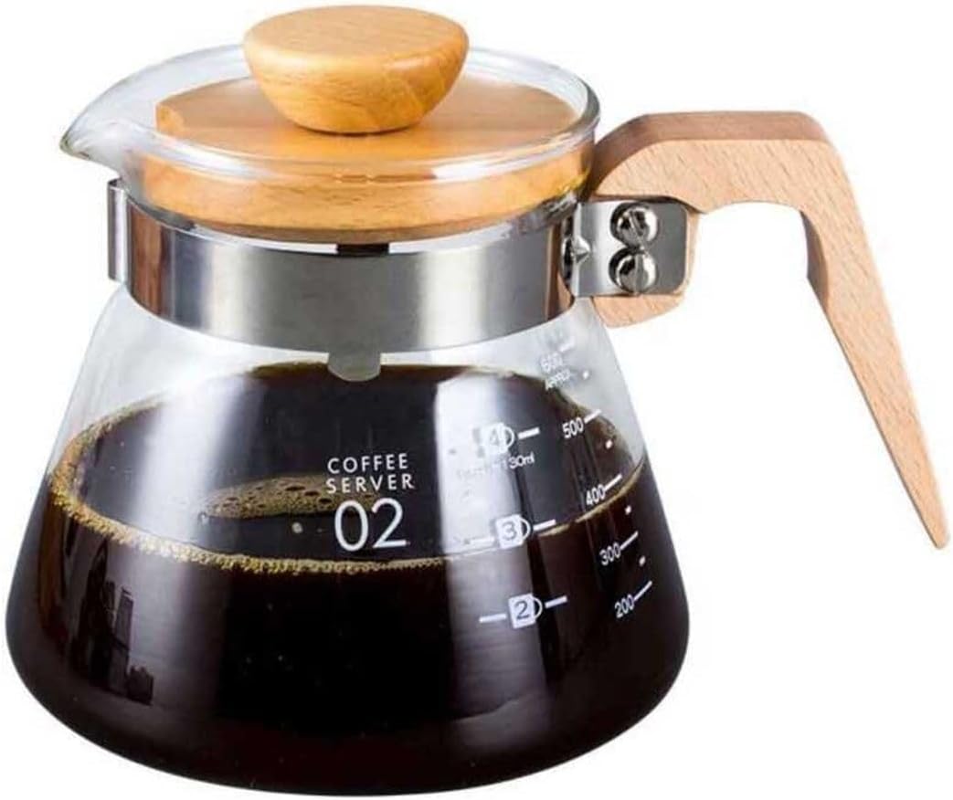 Kahve Çay Sürahisi Ahşap Saplı 600 Ml V60'A Uygundur