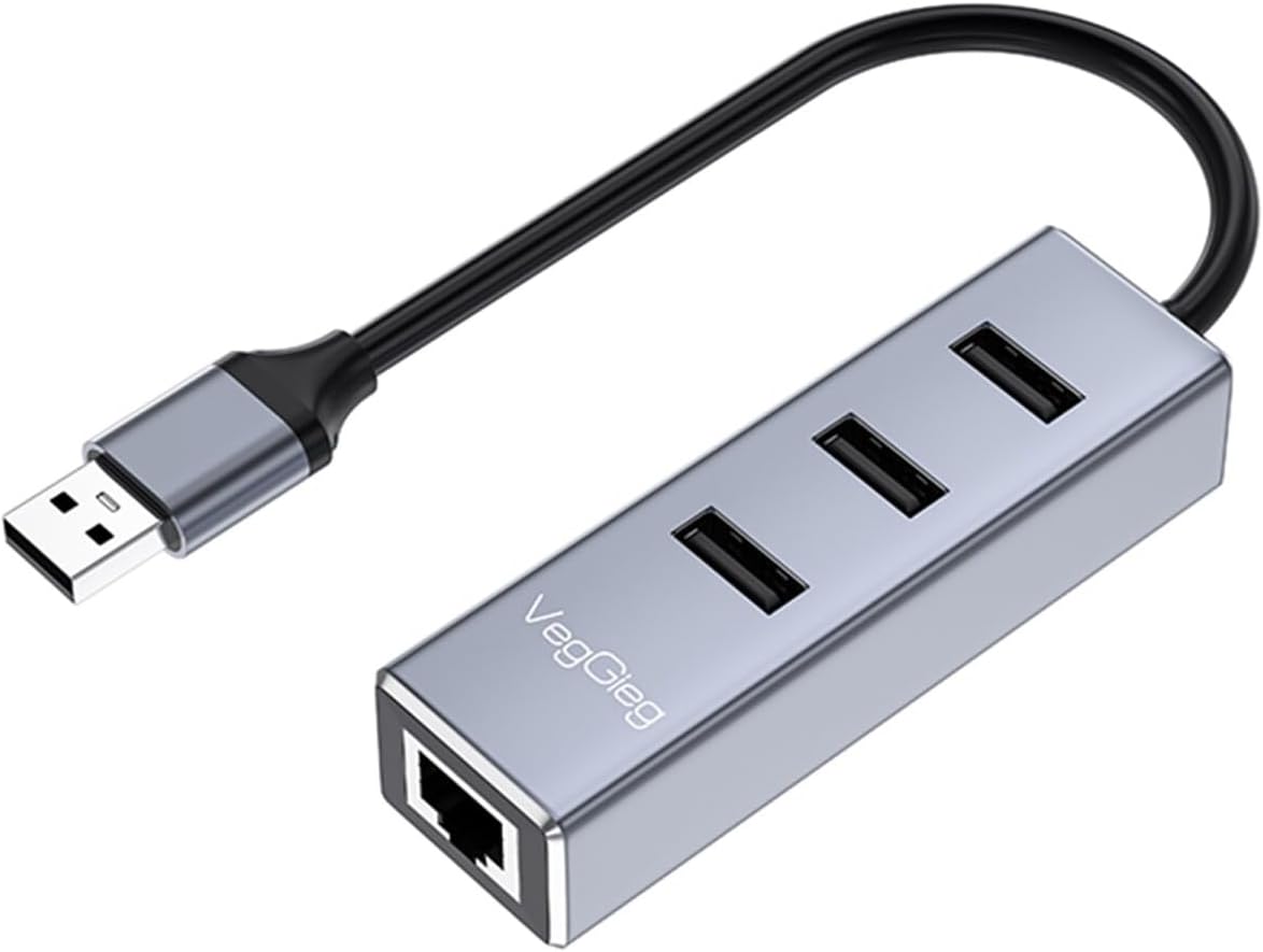 USB 2.0 to 100Mbps Ethernet Çevirici ve 3 Portlu USB Hub Çoklayıcı