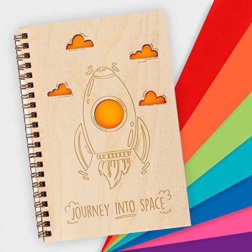 Uzaya Yolculuk Tasarımlı Ahşap Kapaklı Defter