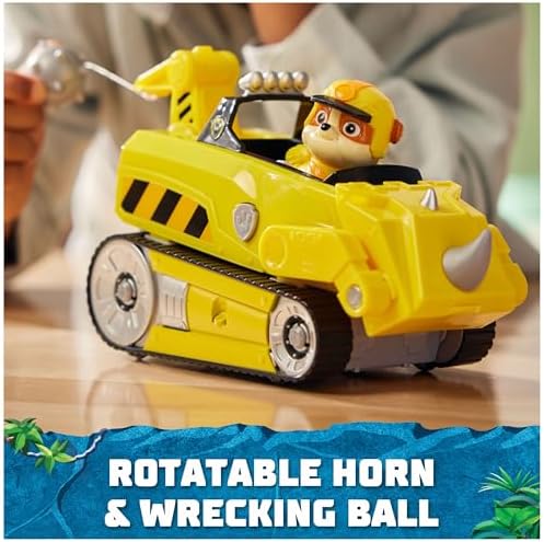 PAW PATROL Jungle Pups Rubble figürlü Gergedan Aracı (temel araç), 3 yaşından büyük çocuklar için oyuncak