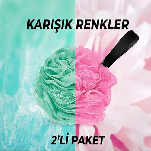 WONKEY - Banyo ve Duş Lifi, Yumuşak Vücut Yıkama Lifi, Karışık Renkli Banyo Kesesi 2'li Paket