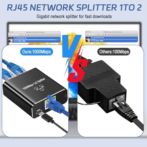 Ethernet Splitter 1 ila 2, Gigabit Ağ Bölücü, LAN İnternet Bölücü, Bilgisayar, Anahtar, Yönlendirici, ADSL, Set Üstü Kutu, Dijital TV (Aynı anda çalışıyor için LAI Splitter)