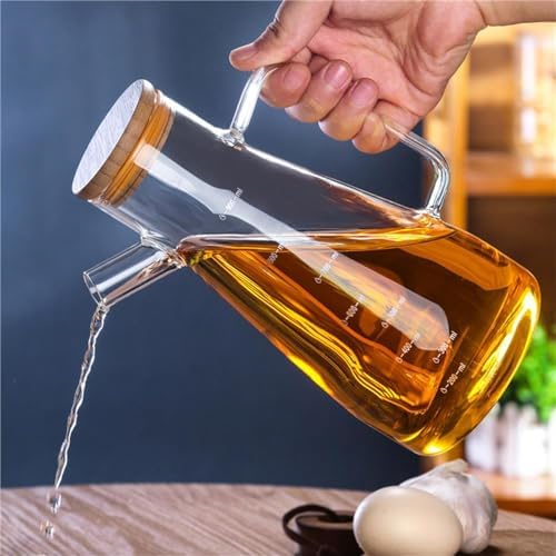 900ml Borosilikat Cam Chef Model Yağdanlık [Bambu Kapaklı]