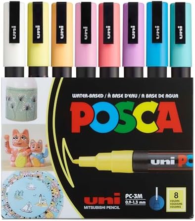 UNİ POSTER MARKÖRÜ POSCA SET PC-3M/8C SC SOFT RENK 8 Lİ