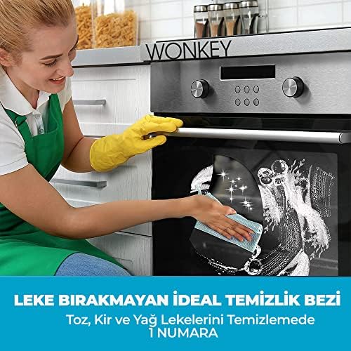 Wonkey Mikrofiber Temizlik Bezi 5'li Paket, 60x40 cm Çok Amaçlı Sihirli Araba Cam, Toz, Mutfak, Oto ve Motosiklet Temizlik Bezi