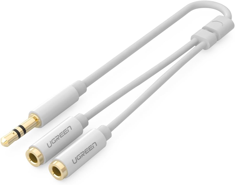 3.5mm 2'li Aux Kulaklık Çoklayıcı Beyaz