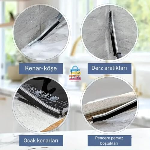 Çok Amaçlı İnce Detay Temizlik Fırçası | Derz Arası, Lavabo, Mutfak ve Banyo Köşe Temizlik Fırçası | Sert Kıllı, Ergonomik Saplı, Kompakt ve Dayanıklı Yapı