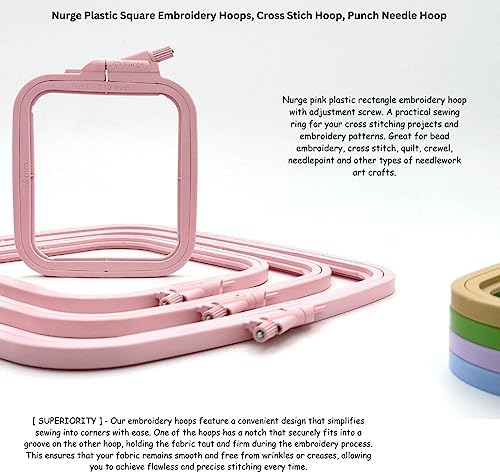 Pembe Orta (No:3) Plastik Kare Nakış Kasnağı, Çapraz Dikiş Çemberleri, Zımba İğne Halkası, Kendin Yap El İşi Dikiş, ABS Plastik Nakış Çemberleri