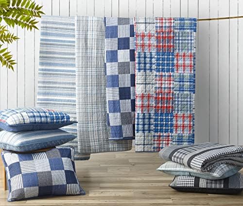 | Yorgan Seti-100, Ters Çevrilebilir, Tüm Sezon Yatak, Daha Fazla Yumuşaklık için Önceden Yıkanmış, Pamuk, Mavi, Çift Kişilik