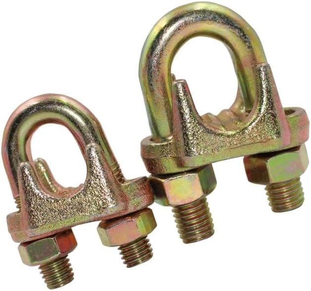 Çelik Halat Kelepçesi, 12mm A Tipi, Sarı Galvaniz Kaplama, 2'li Set