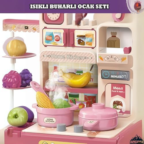 Buharlı Gerçek Su Akan Eğitici Mini Mutfak Seti