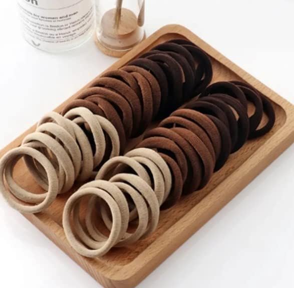 ® 100 Adet Lastikli Havlu Toka Saç Tokası Orta Büyük Boy Esnek (Kahve Tonları)