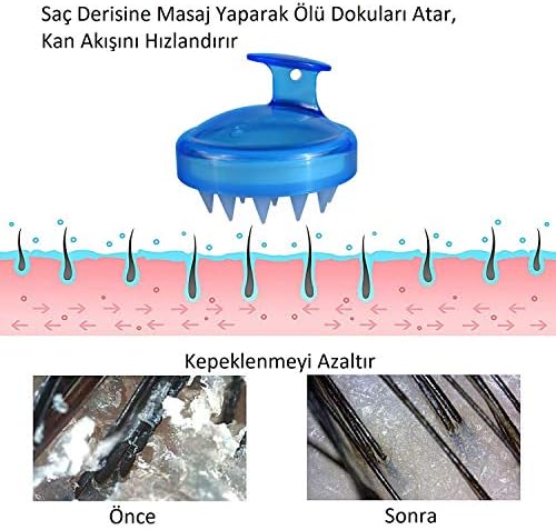 LAND OF MYTH - LOM1033 Saç Derisi Masaj Şampuan Fırçası, Yetişkin, Çocuk ve Evcil Hayvan İçin Yumuşak Silikon Dişli Duş Şampuan Fırçası (Mavi)
