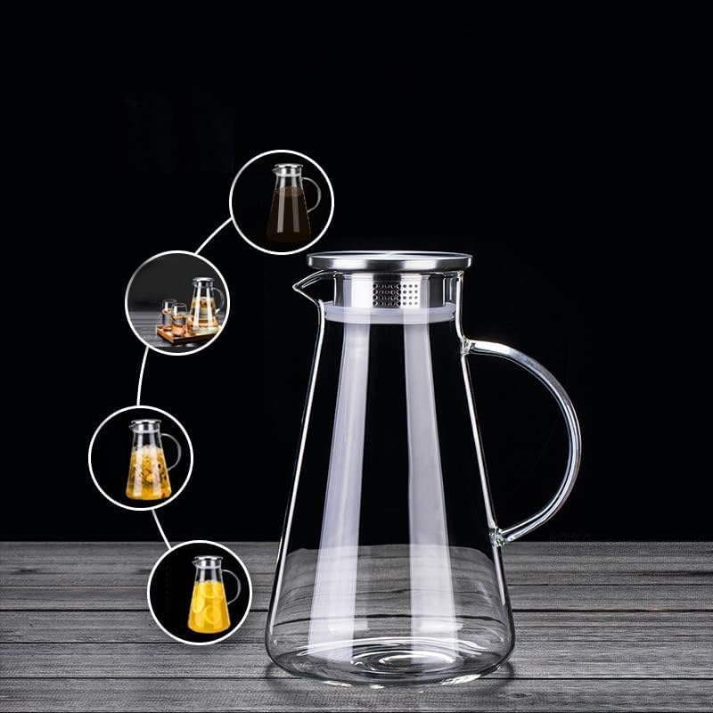 1,8Lt Borosilikat Ateşe Dayanıklı Metal Kapaklı Cam Konik Sürahi