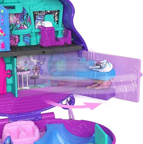 POLLY POCKET™ Temalı Kompakt Oyun Seti 3 mikro bebek ve 10 aksesuar bulunan, açıldığında liseye dönüşen Polly Kompakt Oyun Seti HVV58