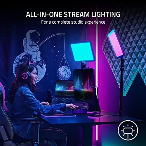 Key Light Chroma - Akış için RGB Anahtar Işığı (Akış Aydınlatması, Özelleştirilebilir Işık Spektrumu, İnteraktif Aydınlatma, Wi-Fi ve Bluetooth için Komple Çözüm) Siyah