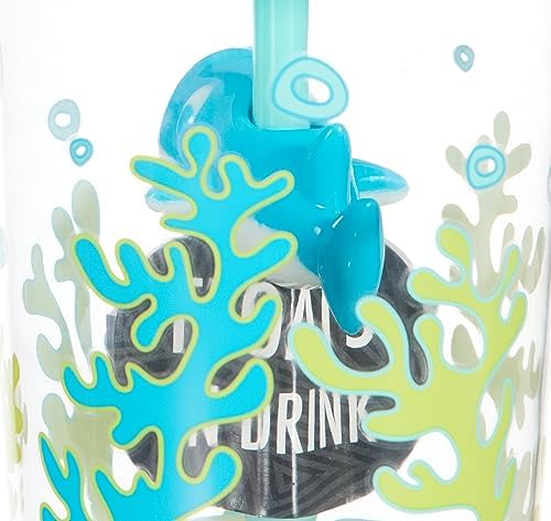 Yüzen Köpek Balığı Pipetli Tritan Bardak 470 ml, Mavi