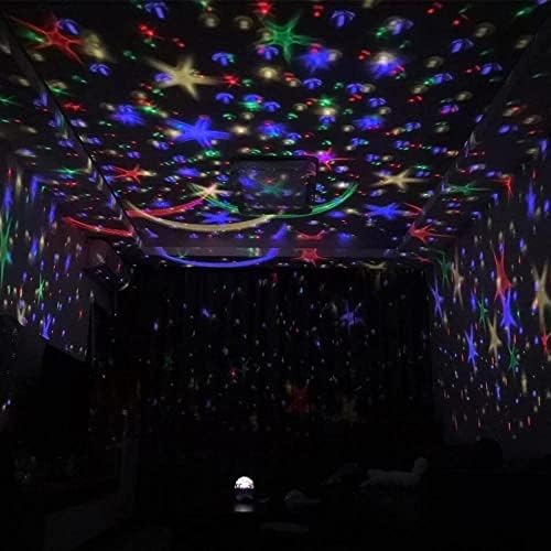 Star Dönen Renkli Ay Ve Yıldız Yansıtmalı Projeksiyon Lamba Gece Lambası Parti Lambası Hediyelik (Mor)